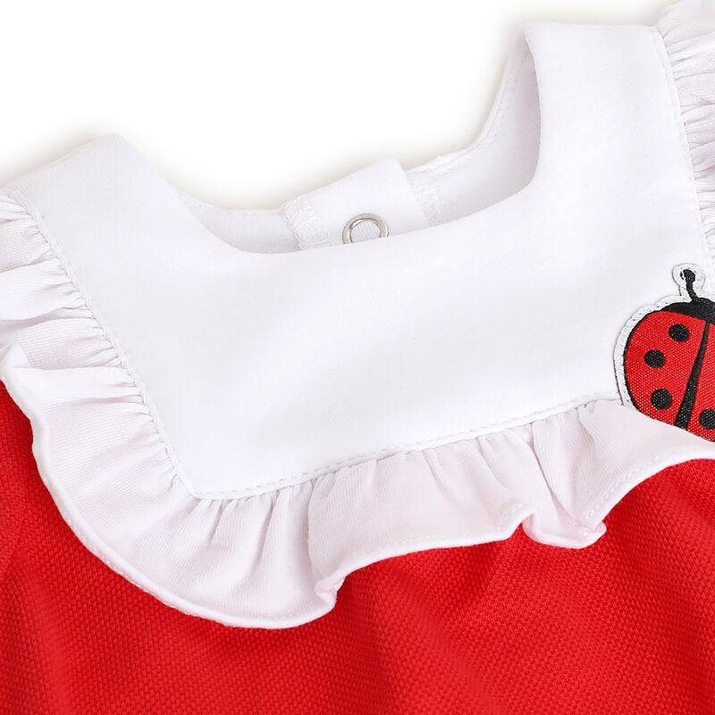 Girls White and Red Applique Short Sleeve Dress image number 2